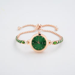 Elegant Bracelet Watches For Women Ladies Adjustable Bracelets Watch Fashion Quartz Wristwatches Gift - Green
