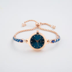 Elegant Bracelet Watches For Women Ladies Adjustable Bracelets Watch Fashion Quartz Wristwatches Gift - Blue