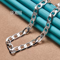Silver 8mm Side Chain Necklace Fashion Jewelry - 50cm