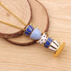 Women Enamel Teacup Pendant Necklace
