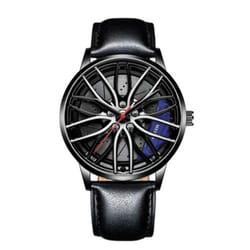 Car Watches For Men,waterproof Stainless Steel Quartz Wrist Watch Sports Men's Watches With Car Wheel Rim Hub Design - blue, One Size