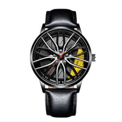 Car Watches For Men,waterproof Stainless Steel Quartz Wrist Watch Sports Men's Watches With Car Wheel Rim Hub Design - yellow, One Size