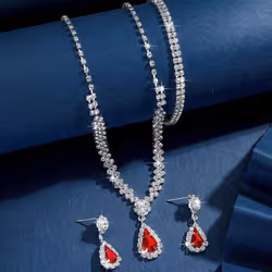 Luxury Bridal Jewelry Set: Women&apos;s Earrings, Necklace, And Bracelet Trio - green, three-piece suit