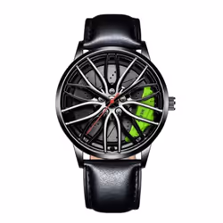 Car Watches For Men,waterproof Stainless Steel Quartz Wrist Watch Sports Men's Watches With Car Wheel Rim Hub Design - green, ...
