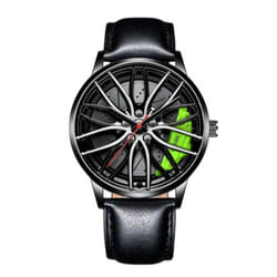 Car Watches For Men,waterproof Stainless Steel Quartz Wrist Watch Sports Men's Watches With Car Wheel Rim Hub Design - green, One Size