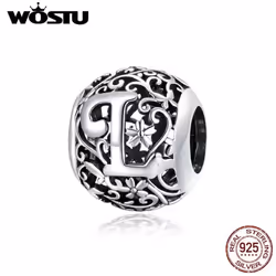 Wostu Authentic Original 925 Sterling Silver Mori Letter A-z Charm Beads For Women Bracelet & Bangle Diy Jewelry Making - L