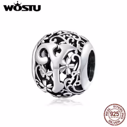 Wostu Authentic Original 925 Sterling Silver Mori Letter A-z Charm Beads For Women Bracelet & Bangle Diy Jewelry Making - Y