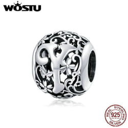 Wostu Authentic Original 925 Sterling Silver Mori Letter A-z Charm Beads For Women Bracelet & Bangle Diy Jewelry Making - Y