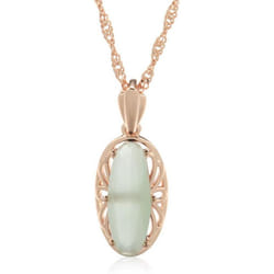Luxury Oval Green Red Blue Zircon Pendant Necklace Water Wave Chain Fashion Jewelry - green