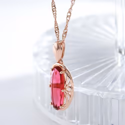 Luxury Oval Green Red Blue Zircon Pendant Necklace Water Wave Chain Fashion Jewelry - blue