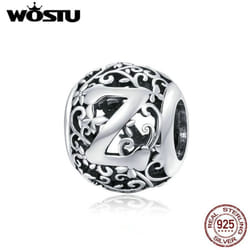 Wostu Authentic Original 925 Sterling Silver Mori Letter A-z Charm Beads For Women Bracelet & Bangle Diy Jewelry Making - Z