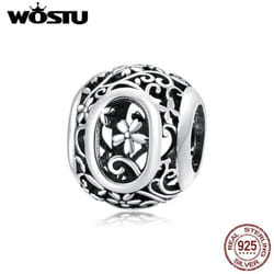 Wostu Authentic Original 925 Sterling Silver Mori Letter A-z Charm Beads For Women Bracelet & Bangle Diy Jewelry Making - O