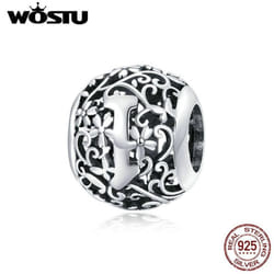 Wostu Authentic Original 925 Sterling Silver Mori Letter A-z Charm Beads For Women Bracelet & Bangle Diy Jewelry Making - I