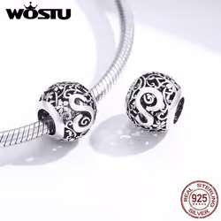 Wostu Authentic Original 925 Sterling Silver Mori Letter A-z Charm Beads For Women Bracelet & Bangle Diy Jewelry Making - D