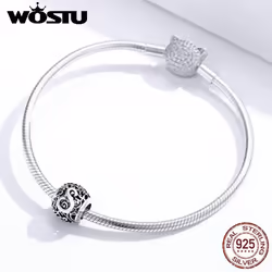 Wostu Authentic Original 925 Sterling Silver Mori Letter A-z Charm Beads For Women Bracelet & Bangle Diy Jewelry Making - D