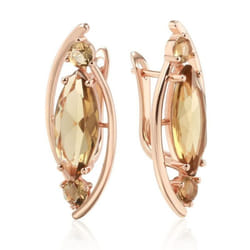 Geometric Cut Teal Zircon Personality Dangle Earrings For Women Trendy Golden Wedding Jewelry