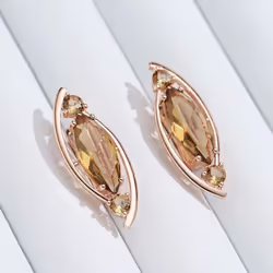 Geometric Cut Teal Zircon Personality Dangle Earrings For Women Trendy Golden Wedding Jewelry