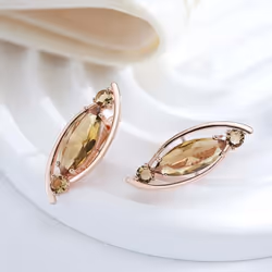 Geometric Cut Teal Zircon Personality Dangle Earrings For Women Trendy Golden Wedding Jewelry