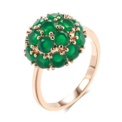 Full Emerald Green Zircon Spherical Luxury Rings Women Wedding Party Jewelry - green, 8