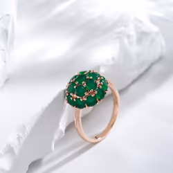 Full Emerald Green Zircon Spherical Luxury Rings Women Wedding Party Jewelry - green, 8