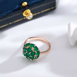 Full Emerald Green Zircon Spherical Luxury Rings Women Wedding Party Jewelry - green, 7