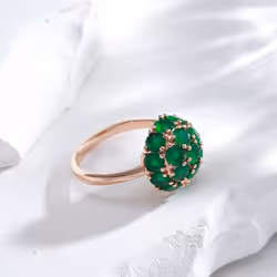 Full Emerald Green Zircon Spherical Luxury Rings Women Wedding Party Jewelry - green, 7