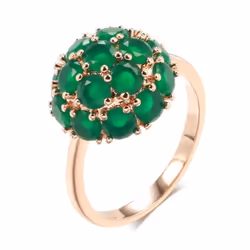Full Emerald Green Zircon Spherical Luxury Rings Women Wedding Party Jewelry - green, 9
