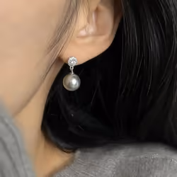 Pearl Zircon Stud Drop Earrings For Womens - White