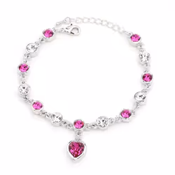 Cherish Love Crystal Bracelet Girls Accessories Fashion Jewelry Ladies Beautiful Lucky Bracelet - rose red