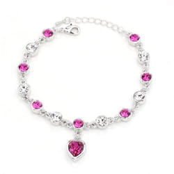 Cherish Love Crystal Bracelet Girls Accessories Fashion Jewelry Ladies Beautiful Lucky Bracelet - rose red
