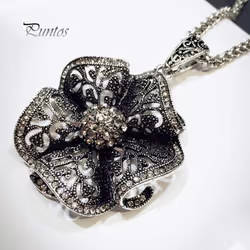 Retro Flower Women Necklace Chain Jewelry