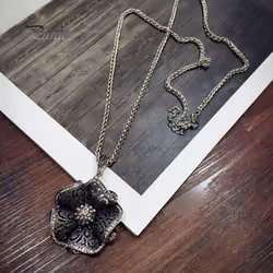 Retro Flower Women Necklace Chain Jewelry
