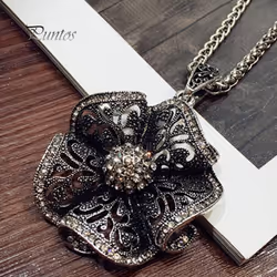Retro Flower Women Necklace Chain Jewelry