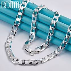 Silver 8mm Side Chain Necklace Fashion Jewelry - 75cm