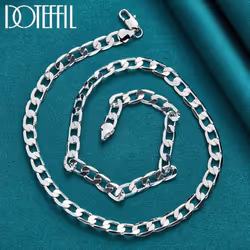 Silver 8mm Side Chain Necklace Fashion Jewelry - 75cm