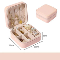 Travel Jewelry Case Storage Boxes Holder Portable Jewelry Box Jewelry Organizer Leather Storage Zipper Jewelers Joyero Packaging - pink