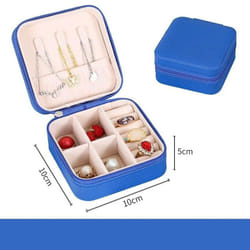Travel Jewelry Case Storage Boxes Holder Portable Jewelry Box Jewelry Organizer Leather Storage Zipper Jewelers Joyero Packaging - navy