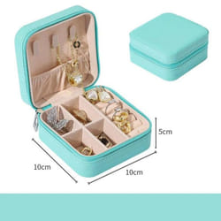 Travel Jewelry Case Storage Boxes Holder Portable Jewelry Box Jewelry Organizer Leather Storage Zipper Jewelers Joyero Packaging - blue