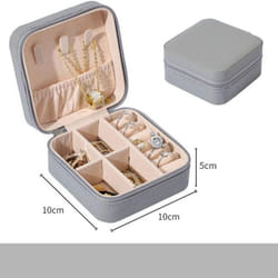 Travel Jewelry Case Storage Boxes Holder Portable Jewelry Box Jewelry Organizer Leather Storage Zipper Jewelers Joyero Packaging - grey