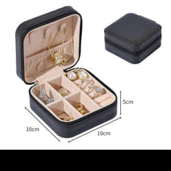 Travel Jewelry Case Storage Boxes Holder Portable Jewelry Box Jewelry Organizer Leather Storage Zipper Jewelers Joyero Packaging - black