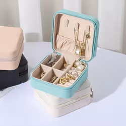 Travel Jewelry Case Storage Boxes Holder Portable Jewelry Box Jewelry Organizer Leather Storage Zipper Jewelers Joyero Packaging - white