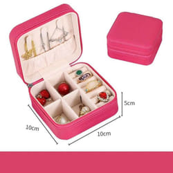 Travel Jewelry Case Storage Boxes Holder Portable Jewelry Box Jewelry Organizer Leather Storage Zipper Jewelers Joyero Packaging - rose