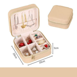 Travel Jewelry Case Storage Boxes Holder Portable Jewelry Box Jewelry Organizer Leather Storage Zipper Jewelers Joyero Packaging - khaki
