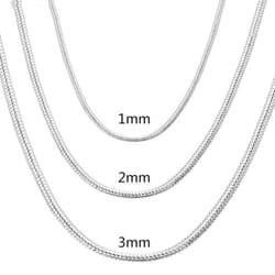 925 Sterling Silver 1-3mm Snake Chain Fashion Wedding Necklace - 2mm-50cm