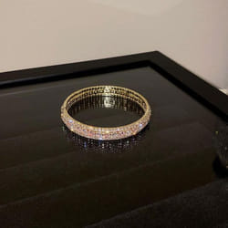 Geometric Zircon Bracelet Bangles For Women Pink Green Crystal Cuff Bracelets Weddings Party Jewelry - pink