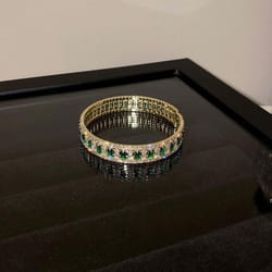 Geometric Zircon Bracelet Bangles For Women Pink Green Crystal Cuff Bracelets Weddings Party Jewelry - green