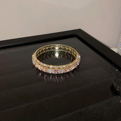 Geometric Zircon Bracelet Bangles For Women Pink Green Crystal Cuff Bracelets Weddings Party Jewelry - gold