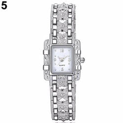Lady Slim Watch Band Bracelet Quartz Rectangle Case Watch - white