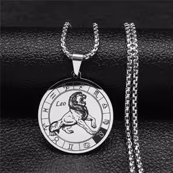 12 Constellation Stainless Steel Leo Chain Necklace Women/men Silver Necklace Jewelry