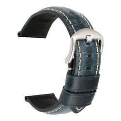 Puntos 20/22/24mm Vintage Regolabile Genuine Leather Watch Band Wrist Strap Replacement - blue, 22mm Silver Buckle#